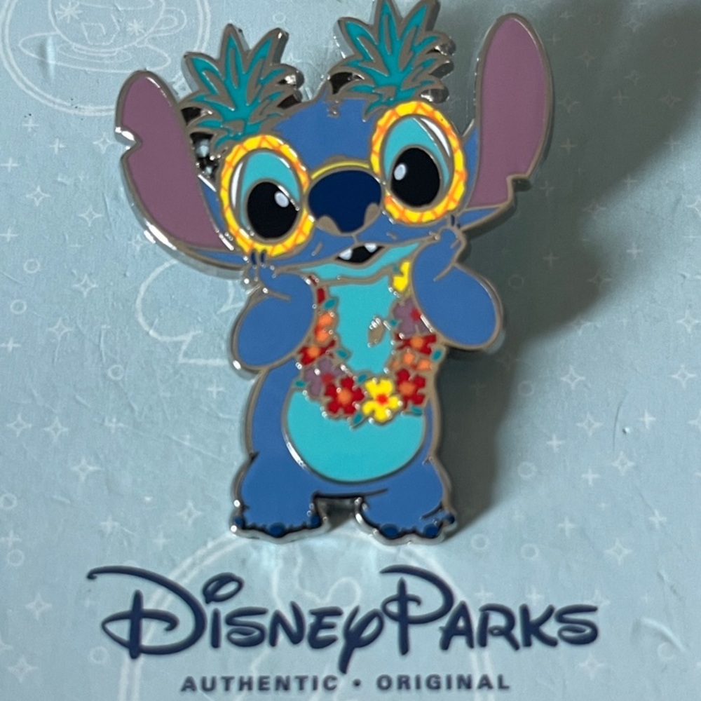 Disney Parks Stitch Pin with Floral Lei